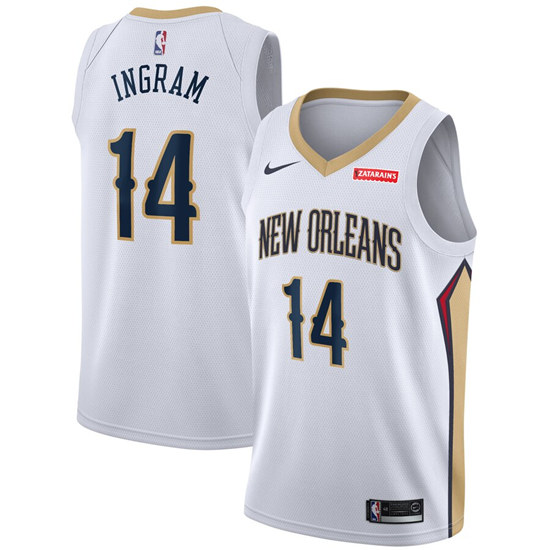 Men's New Orleans Pelicans #14 Brandon Ingram White NBA Stitched Jersey Men's New Orleans Pelicans #14 Brandon Ingram White NBA Stitched Jersey